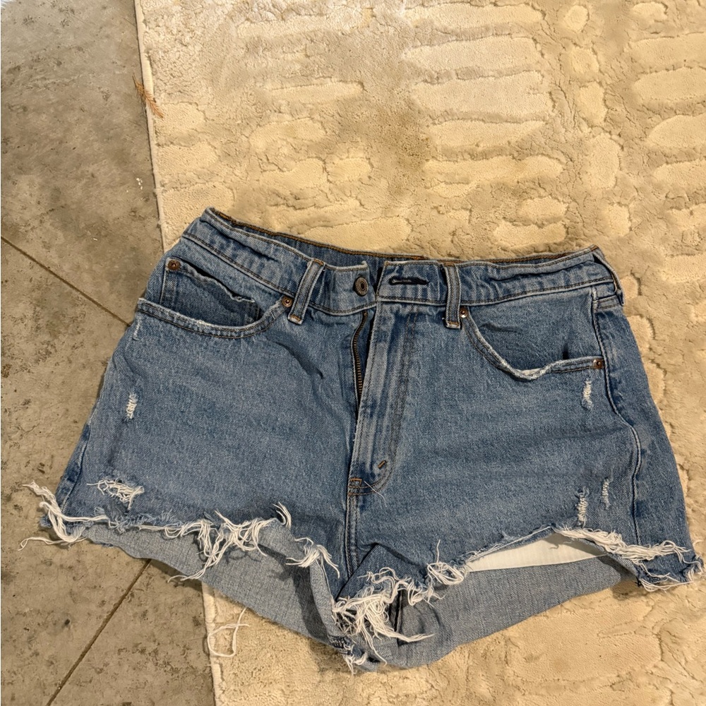 Abercrombie & Fitch Blue Distressed Jean Shorts